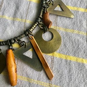 Beautiful Boho, artsy abstract mixed media necklace.